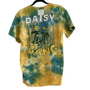 A-Lab Daisy Gang Blue & Yellow Tie Dye Skater Graphic Tee Size Medium